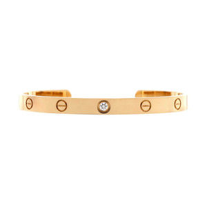 Cartier Love 1 Diamond Cuff Bracelet 18K Yellow Gold with Diamond
